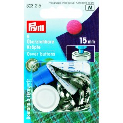 Overtrekksknapper, 15 mm, 6stk