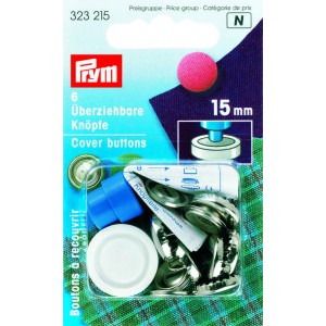 Overtrekksknapper, 15 mm, 6stk
