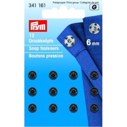 Trykknapper, 6 mm,12 stk sorte
