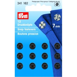 Trykknapper, 7 mm,12 stk sorte