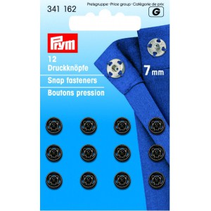 Trykknapper, 7 mm,12 stk sorte