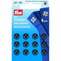 Trykknapper, 9 mm,12 stk sorte