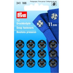 Trykknapper,11 mm,12 stk sorte