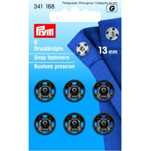 Trykknapper,13 mm, 6 stk sorte