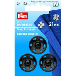 Trykknapper,21 mm, 3 stk sorte