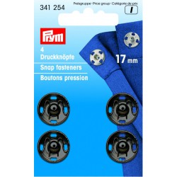 Trykknapper,17 mm, 4 stk sorte