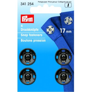 Trykknapper,17 mm, 4 stk sorte