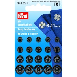 Trykknapper,6-11mm,20 stk sort