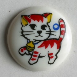Barneknapp, 15mm hvit Katt