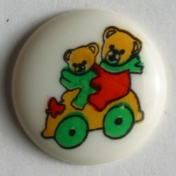 Barneknapp, 15mm Teddy, hvit