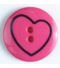 Barneknapp, 13mm hjerte,cerise