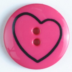 Barneknapp, 13mm hjerte,cerise