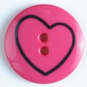 Barneknapp, 13mm hjerte,cerise
