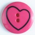 Barneknapp, 13mm hjerte,cerise