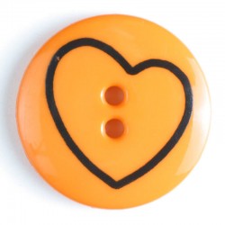Barneknapp, 13mm hjerte,orange