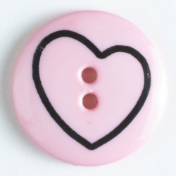 Barneknapp, 13mm hjerte,rosa