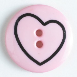Barneknapp, 13mm hjerte,rosa