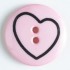 Barneknapp, 13mm hjerte,rosa