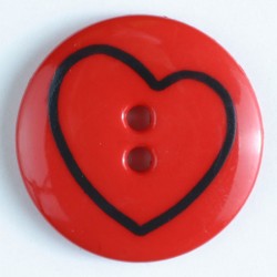 Barneknapp, 18mm hjerte,rød