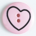 Barneknapp, 18mm hjerte,rosa