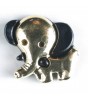 Gullknapp, 20mm elefant/sort