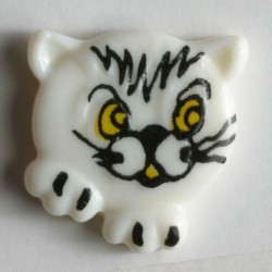 Barneknapp, 20mm hvit katt