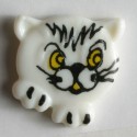 Barneknapp, 20mm hvit katt