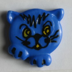Barneknapp, 20mm katt blå