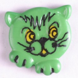 Barneknapp, 20mm katt grønn