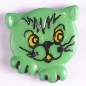 Barneknapp, 20mm katt grønn