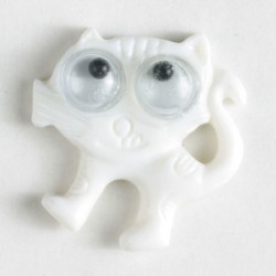 Barneknapp, 20mm katt,hvit