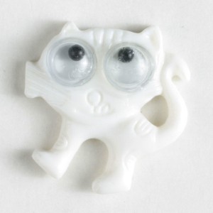 Barneknapp, 20mm katt,hvit