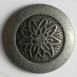 Sølvknapp, 18mm antikk