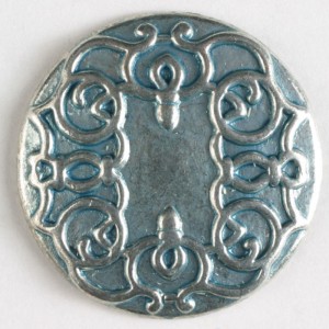 Sølvknapp, 18mm antikk