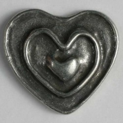 Sølvknapp, 18mm hjerte antikk