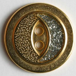 Gullknapp, 15mm glitter