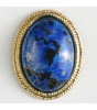 Gullknapp, 18mm oval, blå