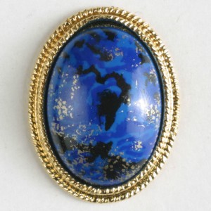 Gullknapp, 18mm oval, blå