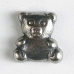 Barneknapp, 18mm bamse,sølv