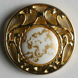 Gullknapp, 18 mm m/hvit