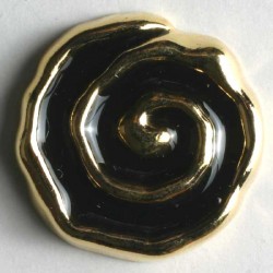 Gullknapp, 15mm rose,sort