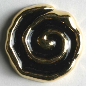 Gullknapp, 15mm rose,sort